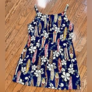 Blue Surfboard Print Dress